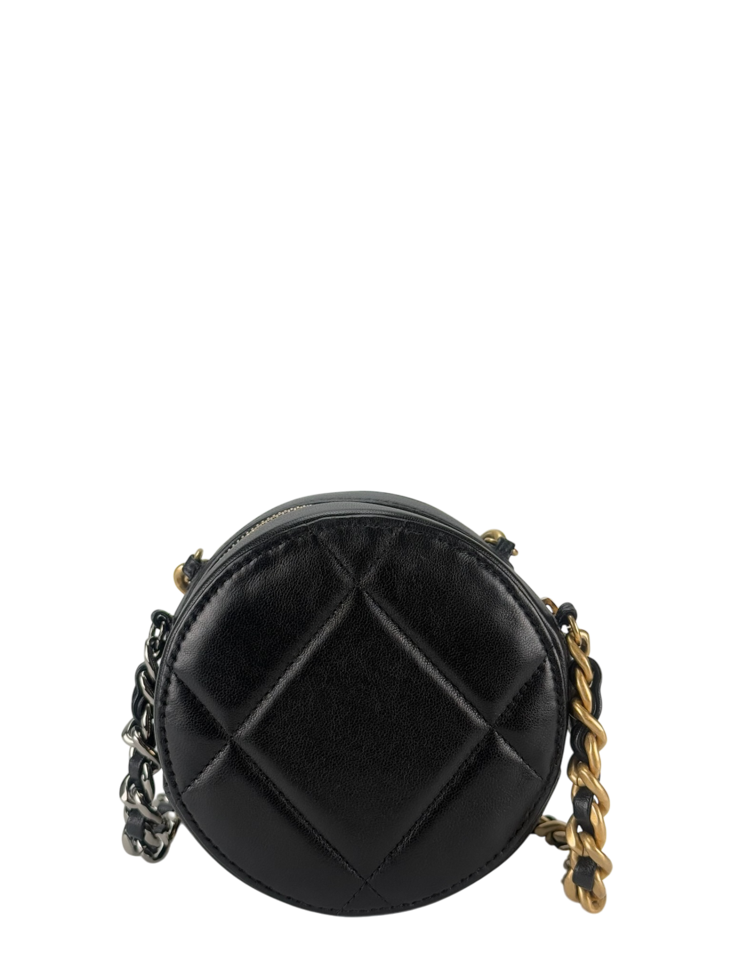 CHANEL - Black Lambskin 19 Round Clutch With Chain