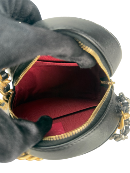 CHANEL - Black Lambskin 19 Round Clutch With Chain