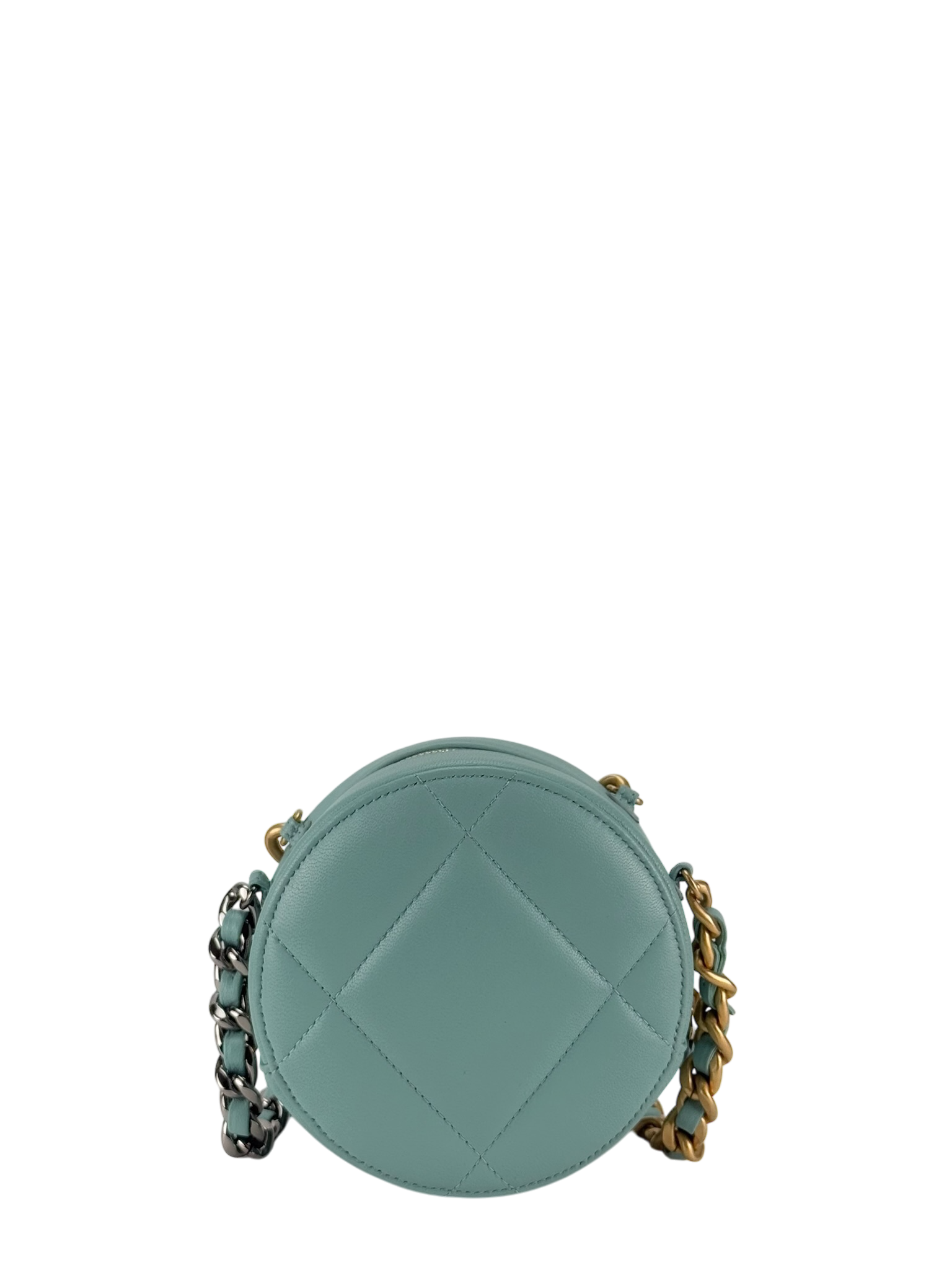 CHANEL - Blue Lambskin 19 Round Clutch With Chain