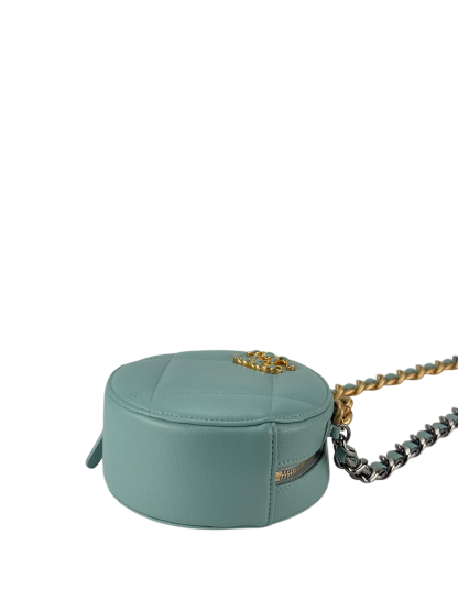 CHANEL - Blue Lambskin 19 Round Clutch With Chain