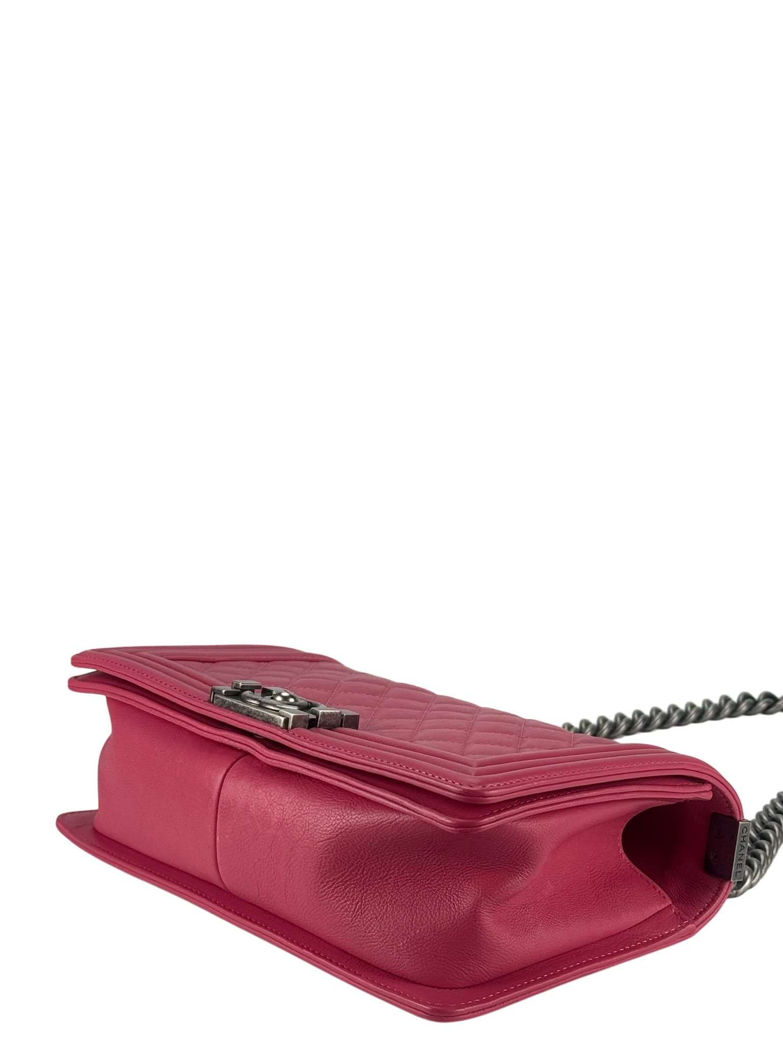 CHANEL - Medium Boy Flap Bag Pink Caviar Sliver Hardware