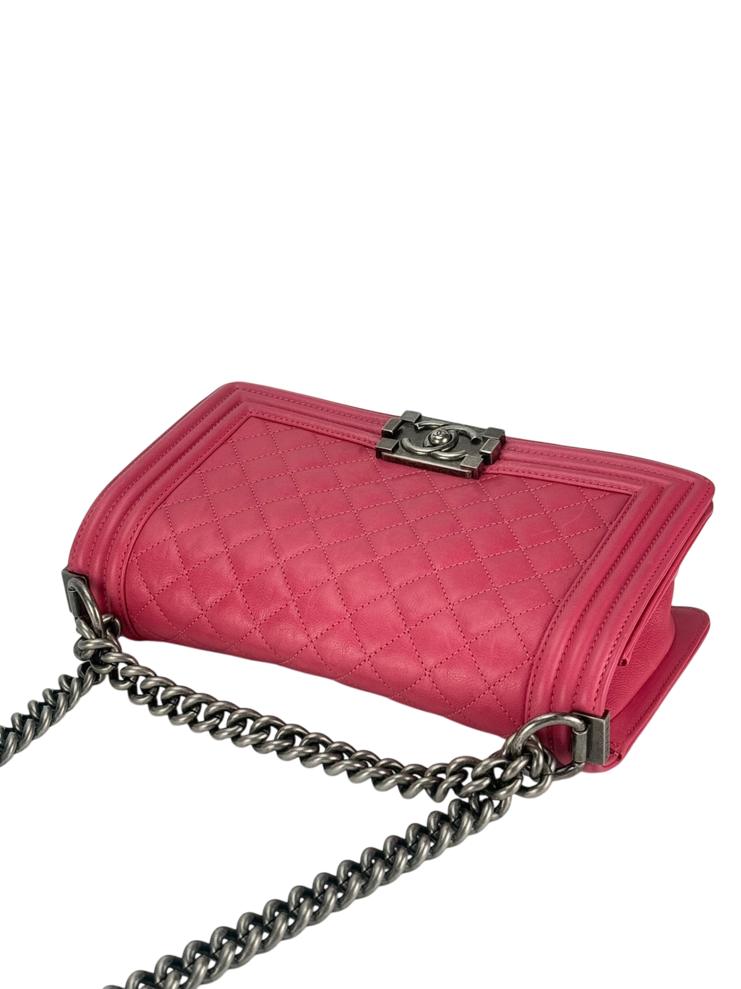 CHANEL - Medium Boy Flap Bag Pink Caviar Sliver Hardware
