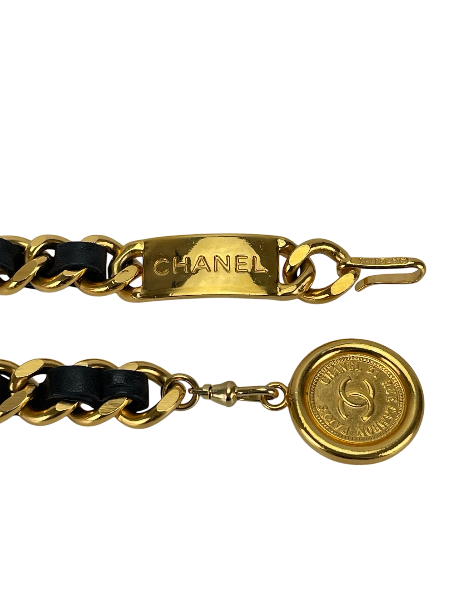 CHANEL - Vintage Gold & Leather Coin Belt