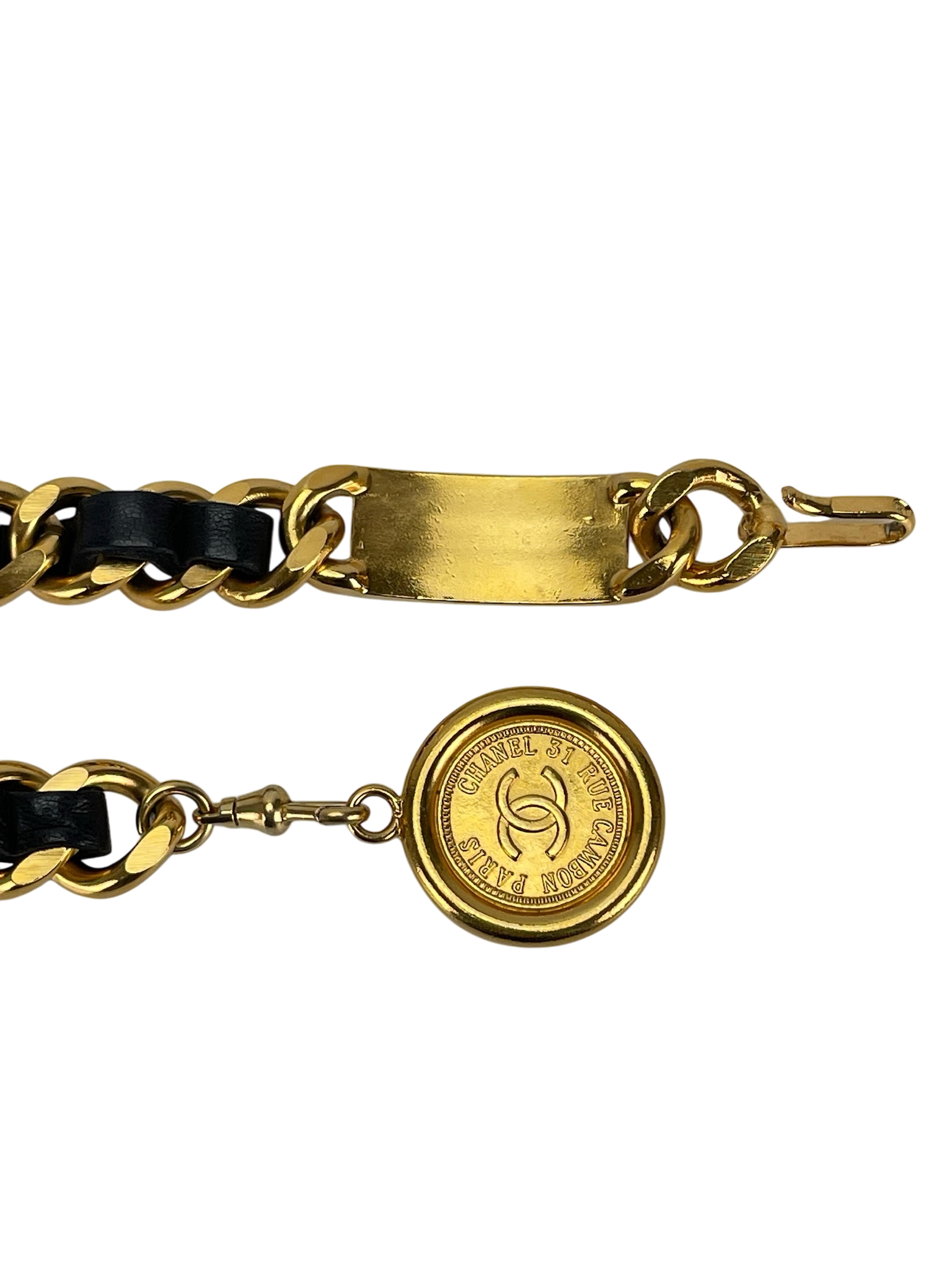 CHANEL - Vintage Gold & Leather Coin Belt