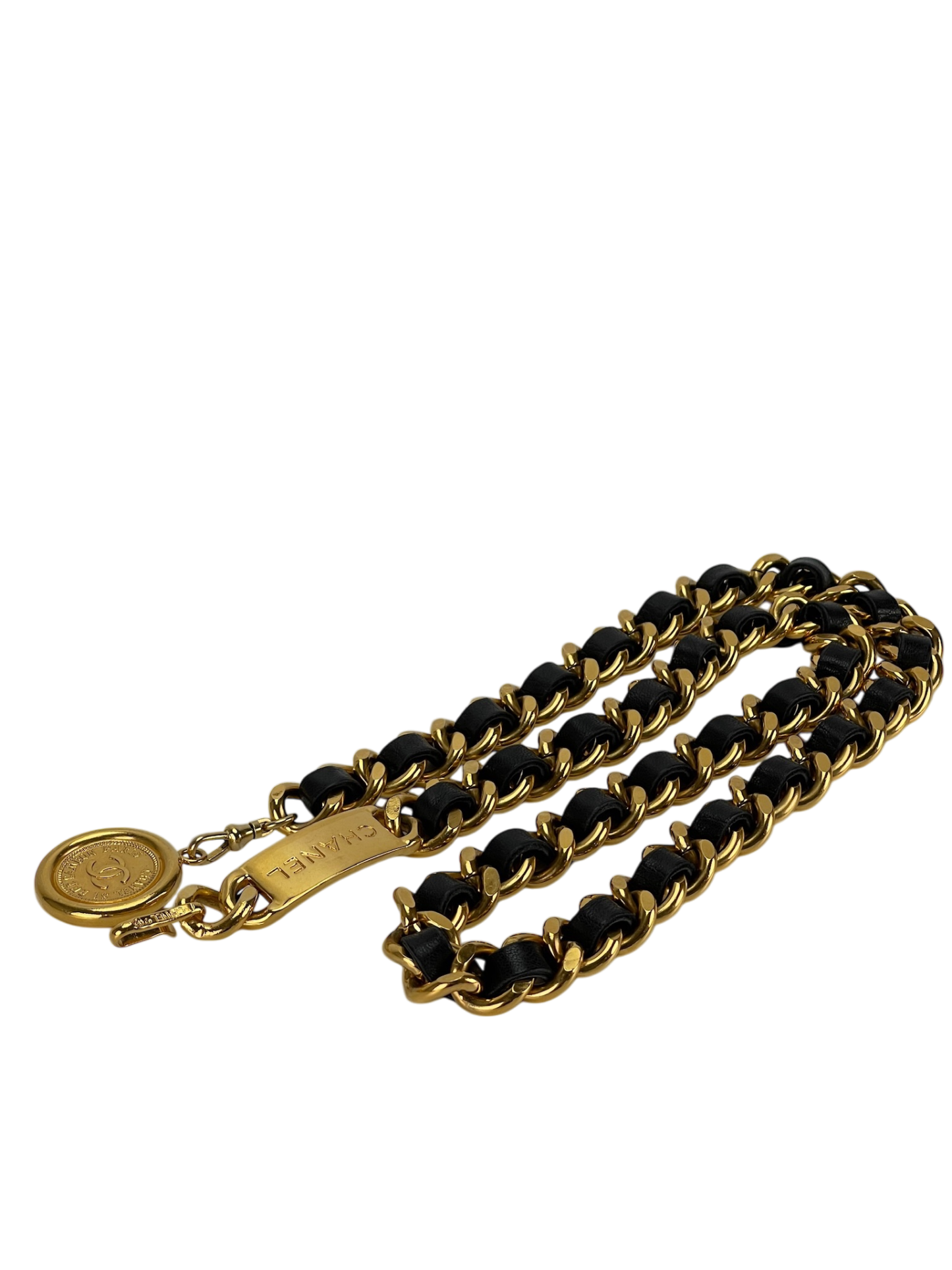 CHANEL - Vintage Gold & Leather Coin Belt