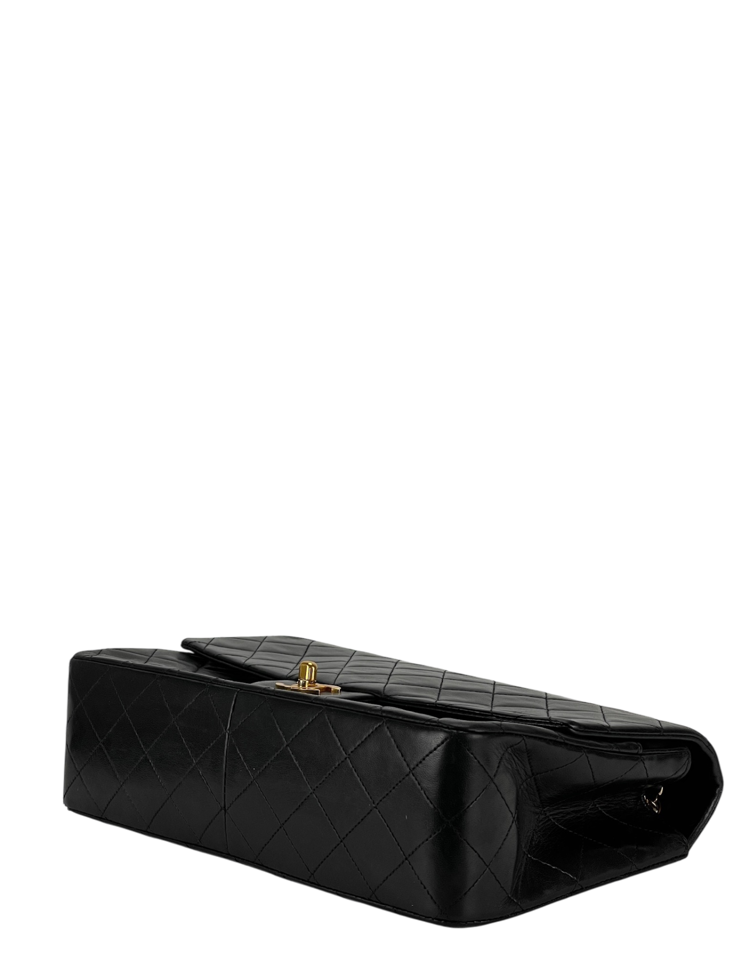 CHANEL - Black Lambskin Medium Classic Single Flap Shoulder Bag With Pouch