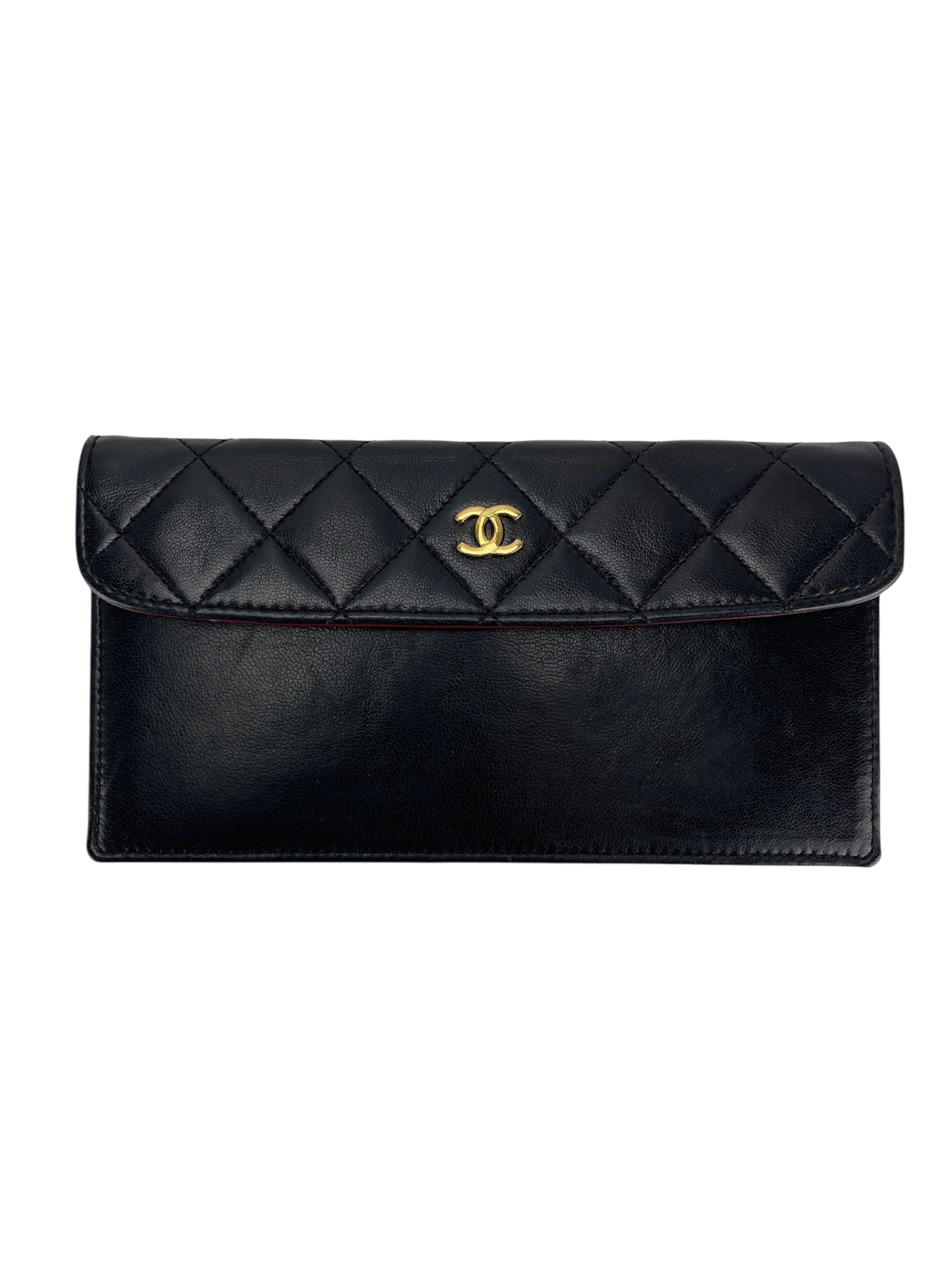 CHANEL - Black Lambskin Medium Classic Single Flap Shoulder Bag With Pouch