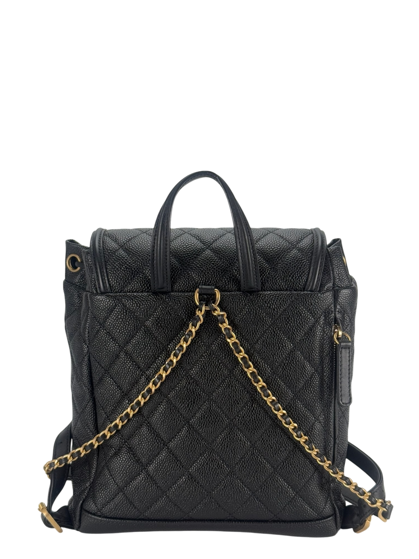 CHANEL - CC Filigree Backpack Black Caviar Skin
