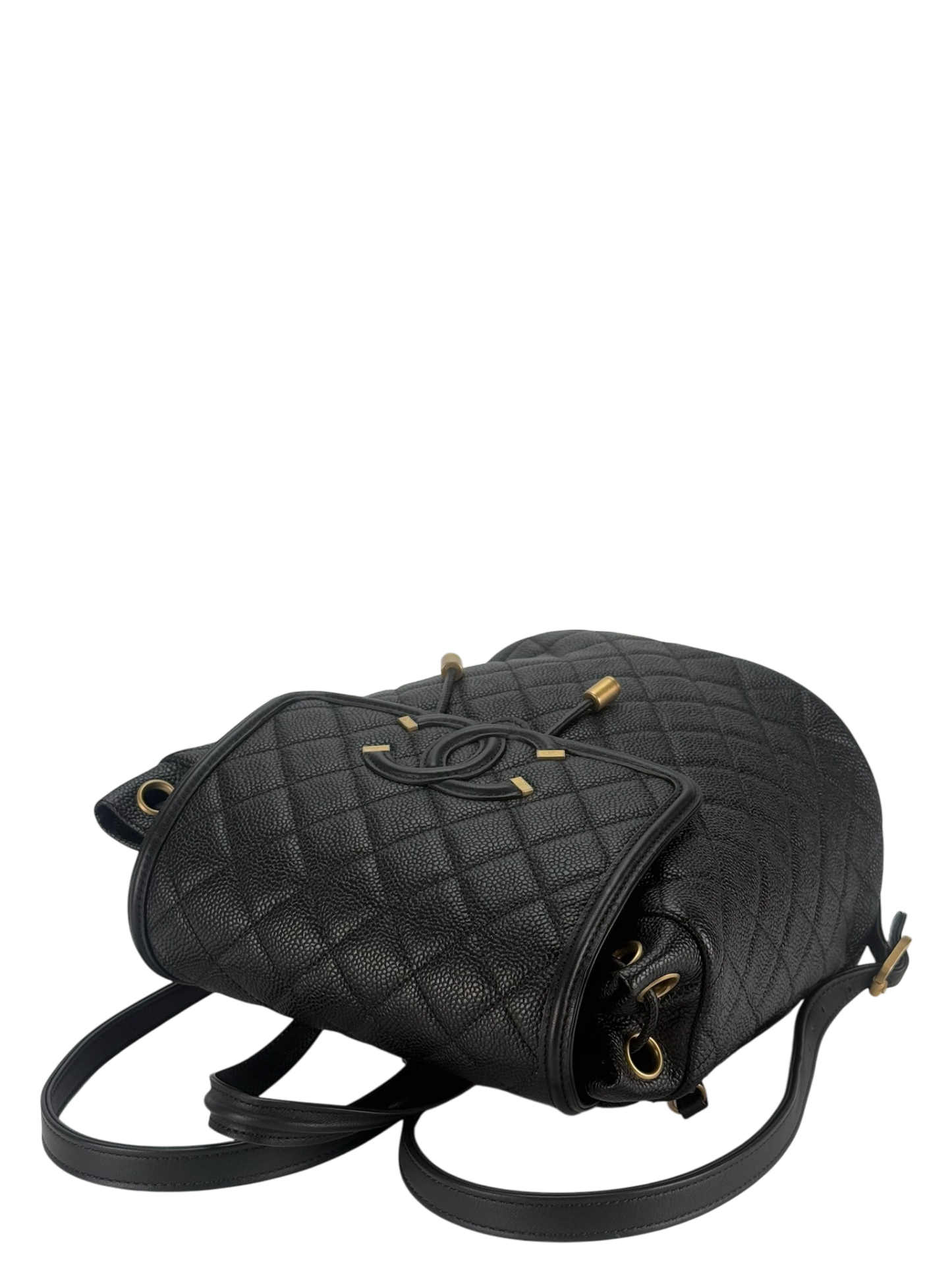 CHANEL - CC Filigree Backpack Black Caviar Skin