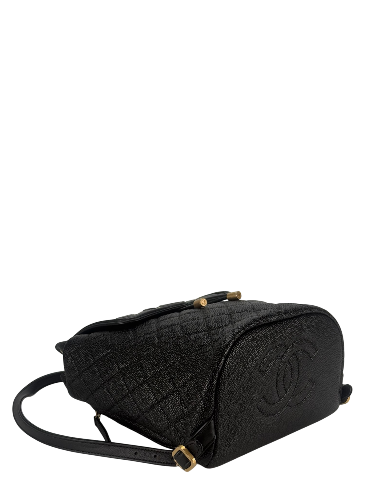 CHANEL - CC Filigree Backpack Black Caviar Skin