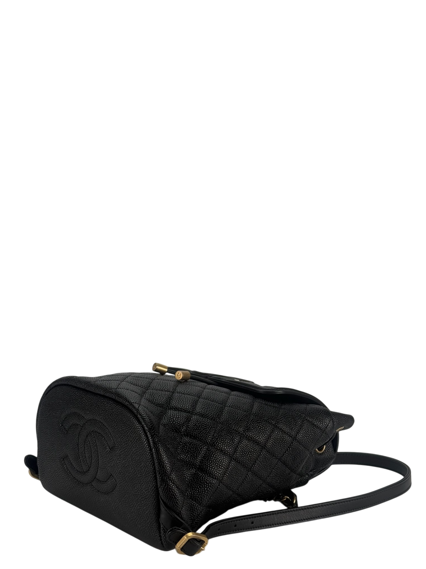 CHANEL - CC Filigree Backpack Black Caviar Skin