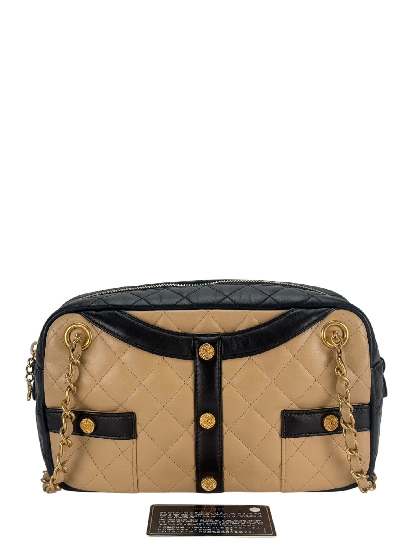 CHANEL - Girl Chanel Jacket Motif Beige Black Lambskin