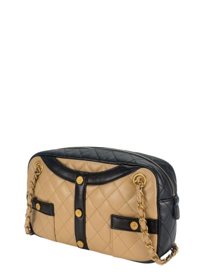 CHANEL - Girl Chanel Jacket Motif Beige Black Lambskin