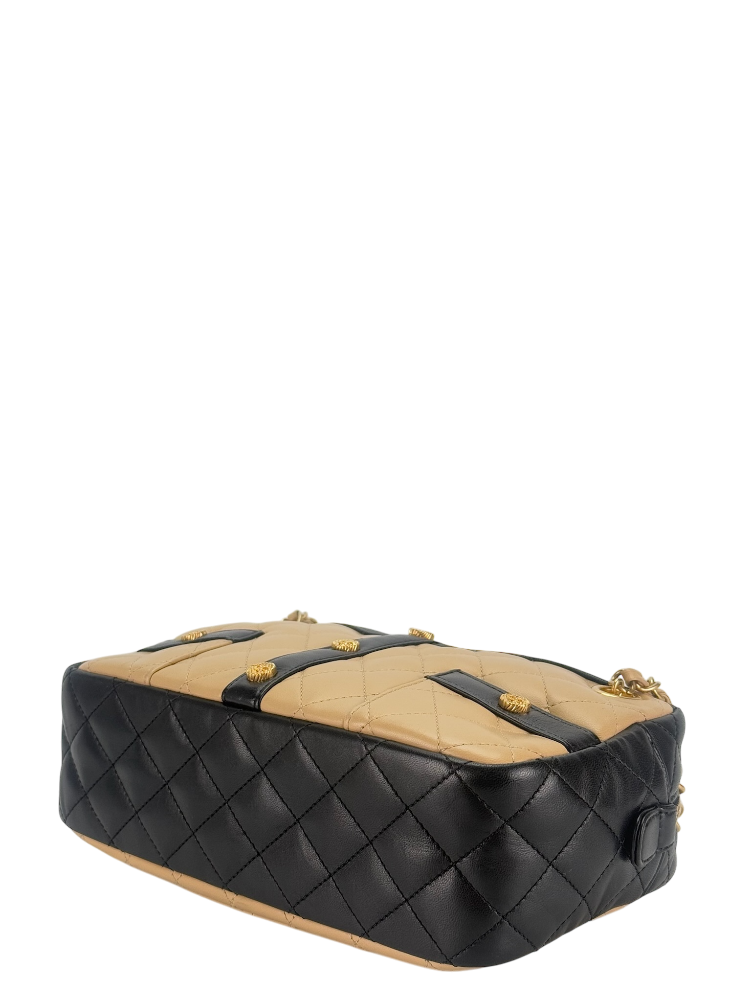 CHANEL - Girl Chanel Jacket Motif Beige Black Lambskin