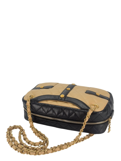 CHANEL - Girl Chanel Jacket Motif Beige Black Lambskin