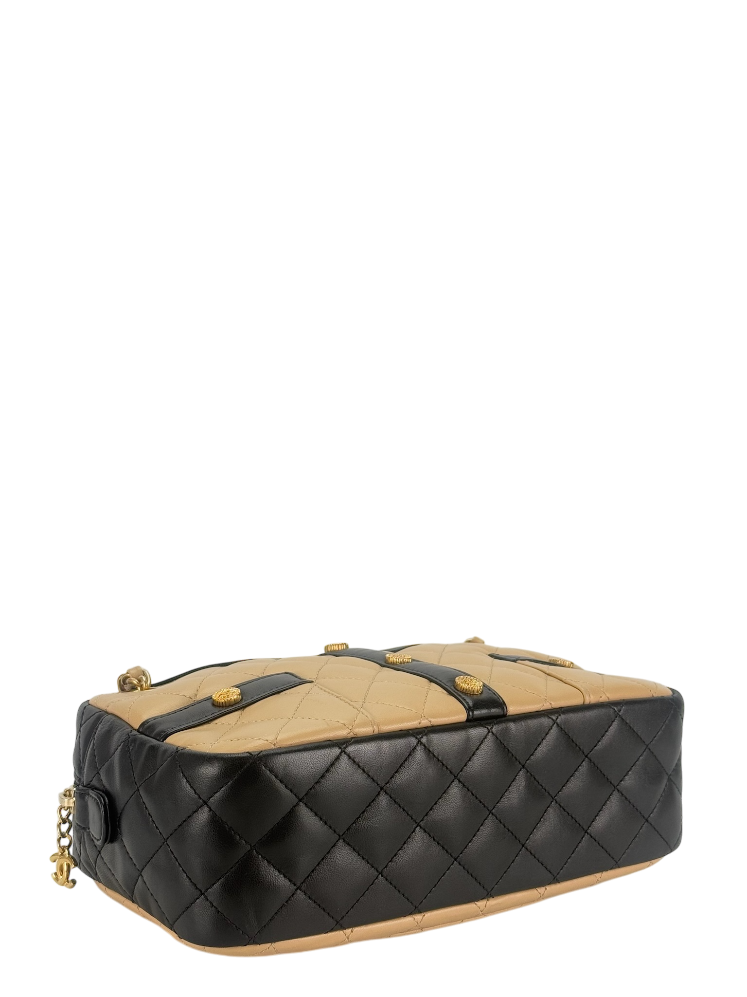 CHANEL - Girl Chanel Jacket Motif Beige Black Lambskin