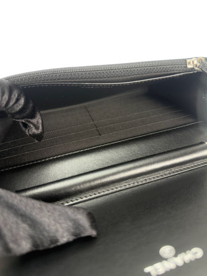 CHANEL - Black Cavair skin Boy Wallet On Chain (WOC)