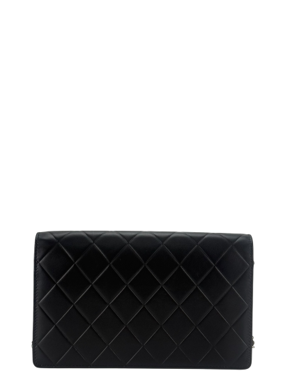 CHANEL - Black Logo Lambskin Wallet On Chain Silver Hardware (WOC)