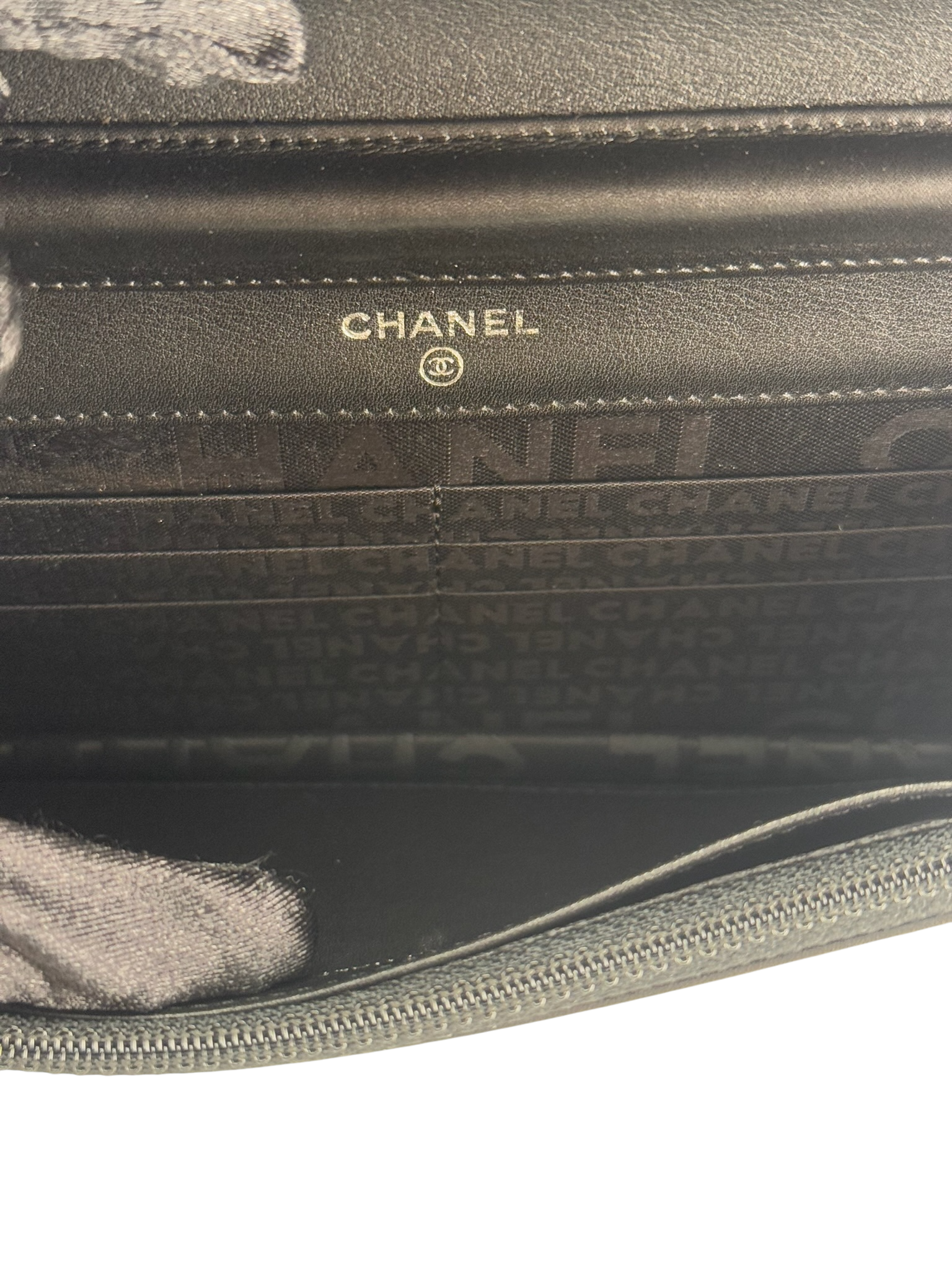 CHANEL - Black Logo Lambskin Wallet On Chain Silver Hardware (WOC)