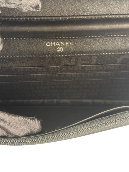 CHANEL - Black Logo Lambskin Wallet On Chain Silver Hardware (WOC)