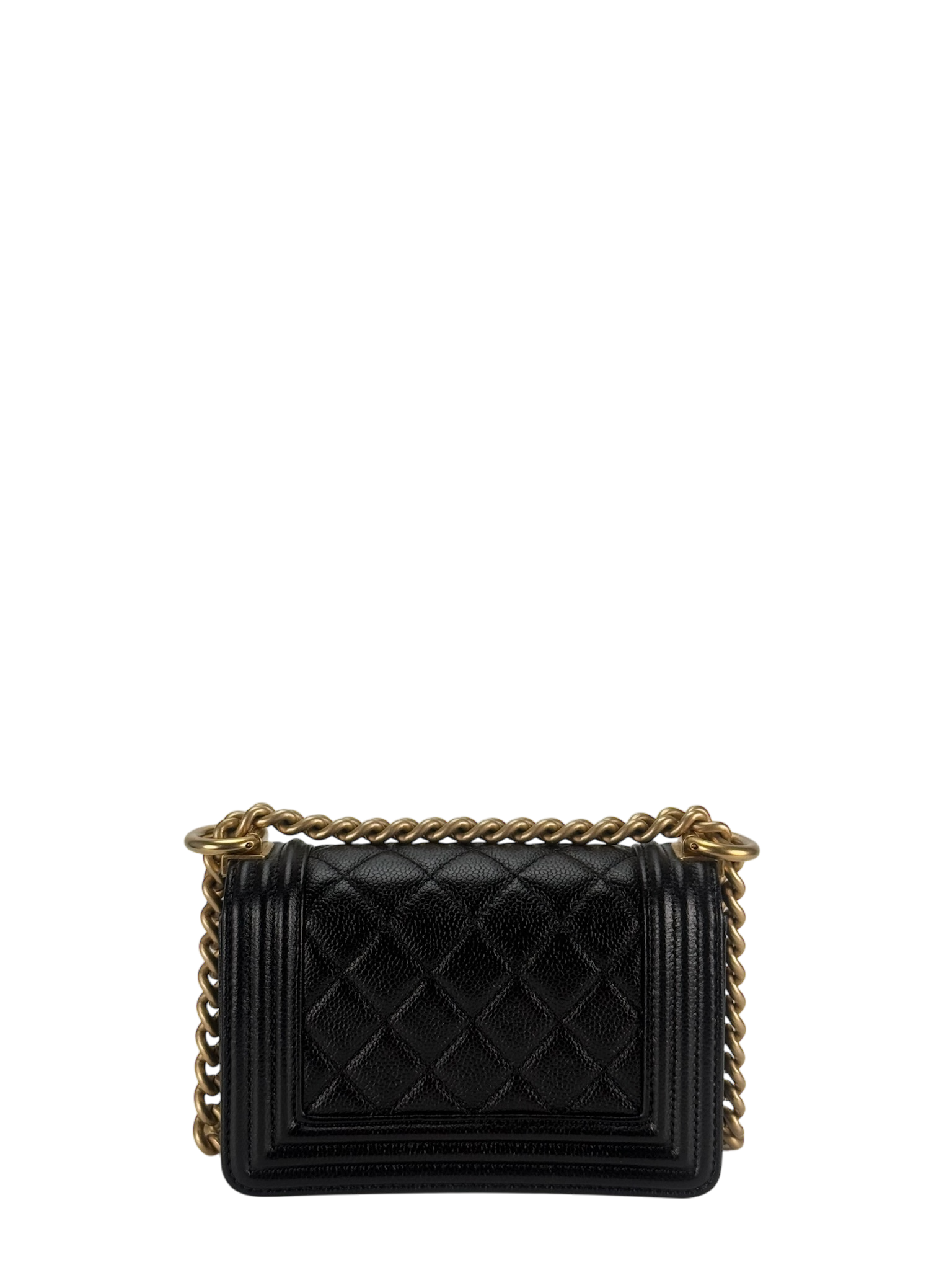 CHANEL -  Mini Boy Flap Bag Black Caviar Gold Hardware