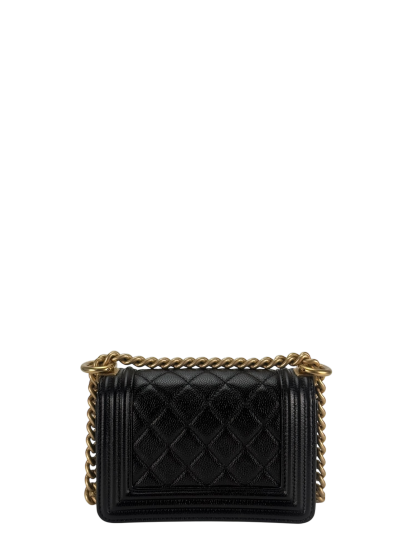 CHANEL -  Mini Boy Flap Bag Black Caviar Gold Hardware