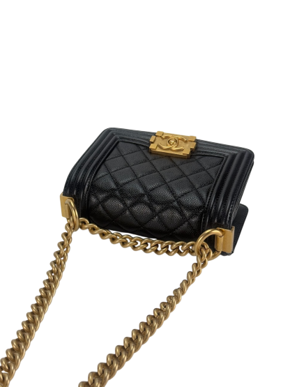 CHANEL -  Mini Boy Flap Bag Black Caviar Gold Hardware