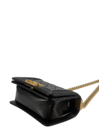 CHANEL -  Mini Boy Flap Bag Black Caviar Gold Hardware