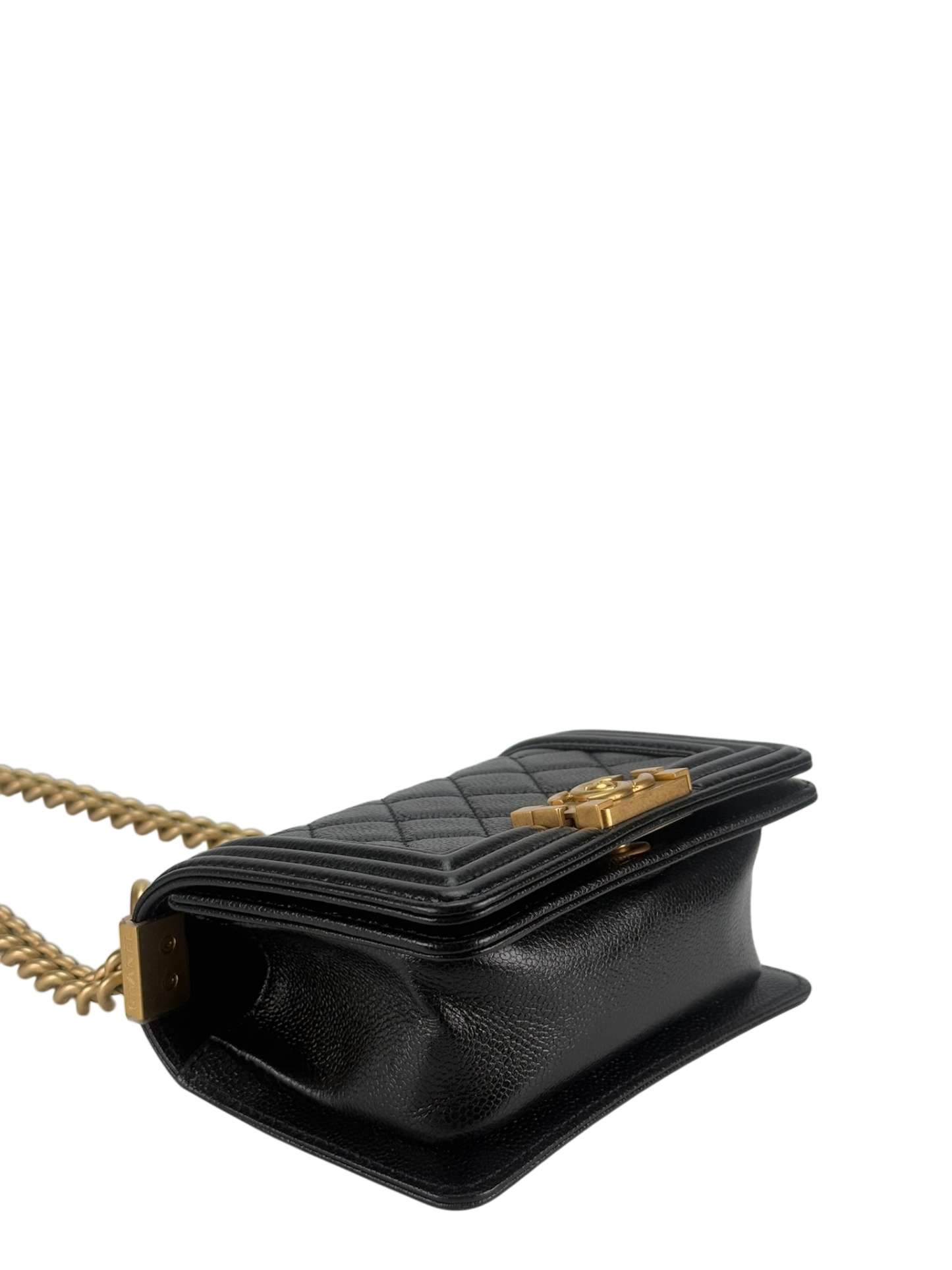 CHANEL -  Mini Boy Flap Bag Black Caviar Gold Hardware