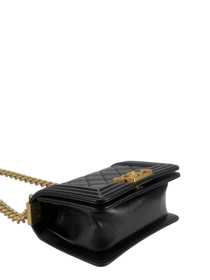 CHANEL -  Mini Boy Flap Bag Black Caviar Gold Hardware