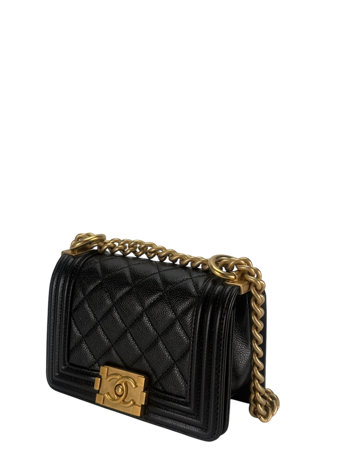 CHANEL -  Mini Boy Flap Bag Black Caviar Gold Hardware