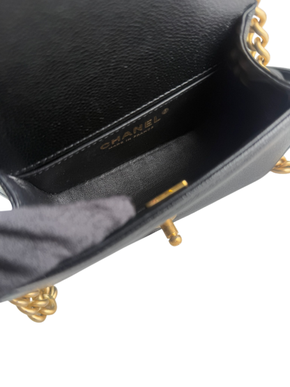 CHANEL -  Mini Boy Flap Bag Black Caviar Gold Hardware