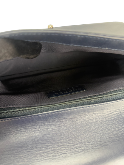 CHANEL - Medium Boy Flap Bag Navy Ombre Faded Calfskin Sliver Hardware