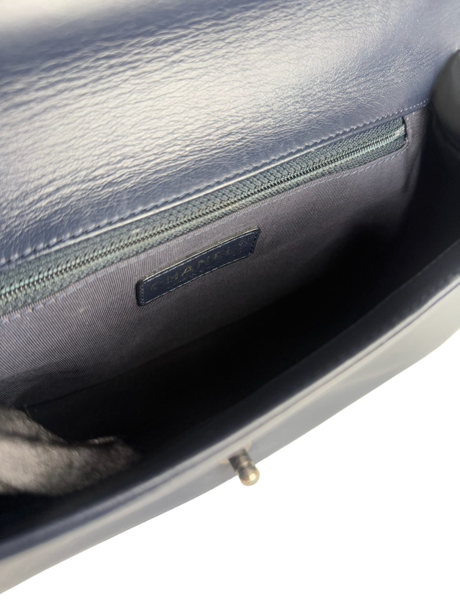 CHANEL - Medium Boy Flap Bag Navy Ombre Faded Calfskin Sliver Hardware