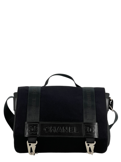 CHANEL - Black Sport Line Nylon Felt Shoulder Bag Silver Hardware 