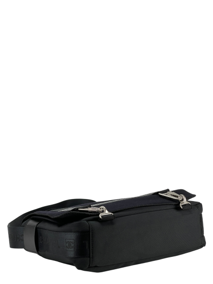 CHANEL - Black Sport Line Nylon Felt Shoulder Bag Silver Hardware 