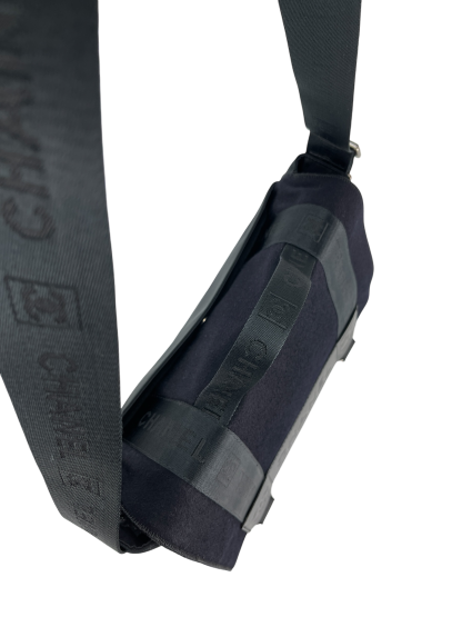 CHANEL - Black Sport Line Nylon Felt Shoulder Bag Silver Hardware 