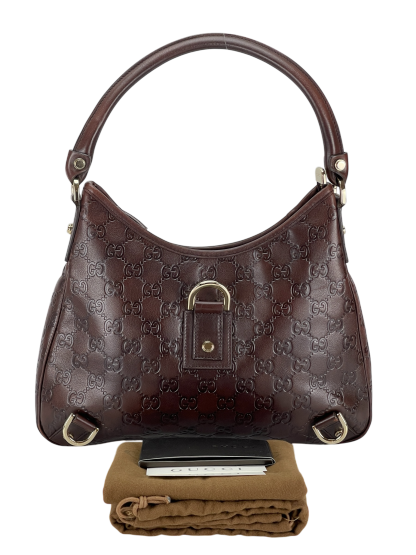 GUCCI - Dark brown Abbey Guccissima Semi Shoulder Bag