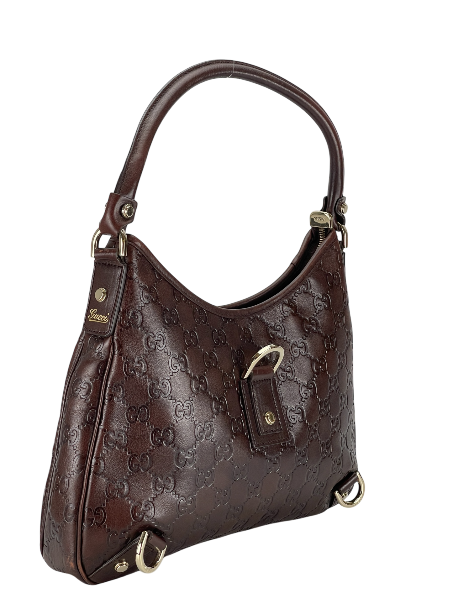 GUCCI - Dark brown Abbey Guccissima Semi Shoulder Bag