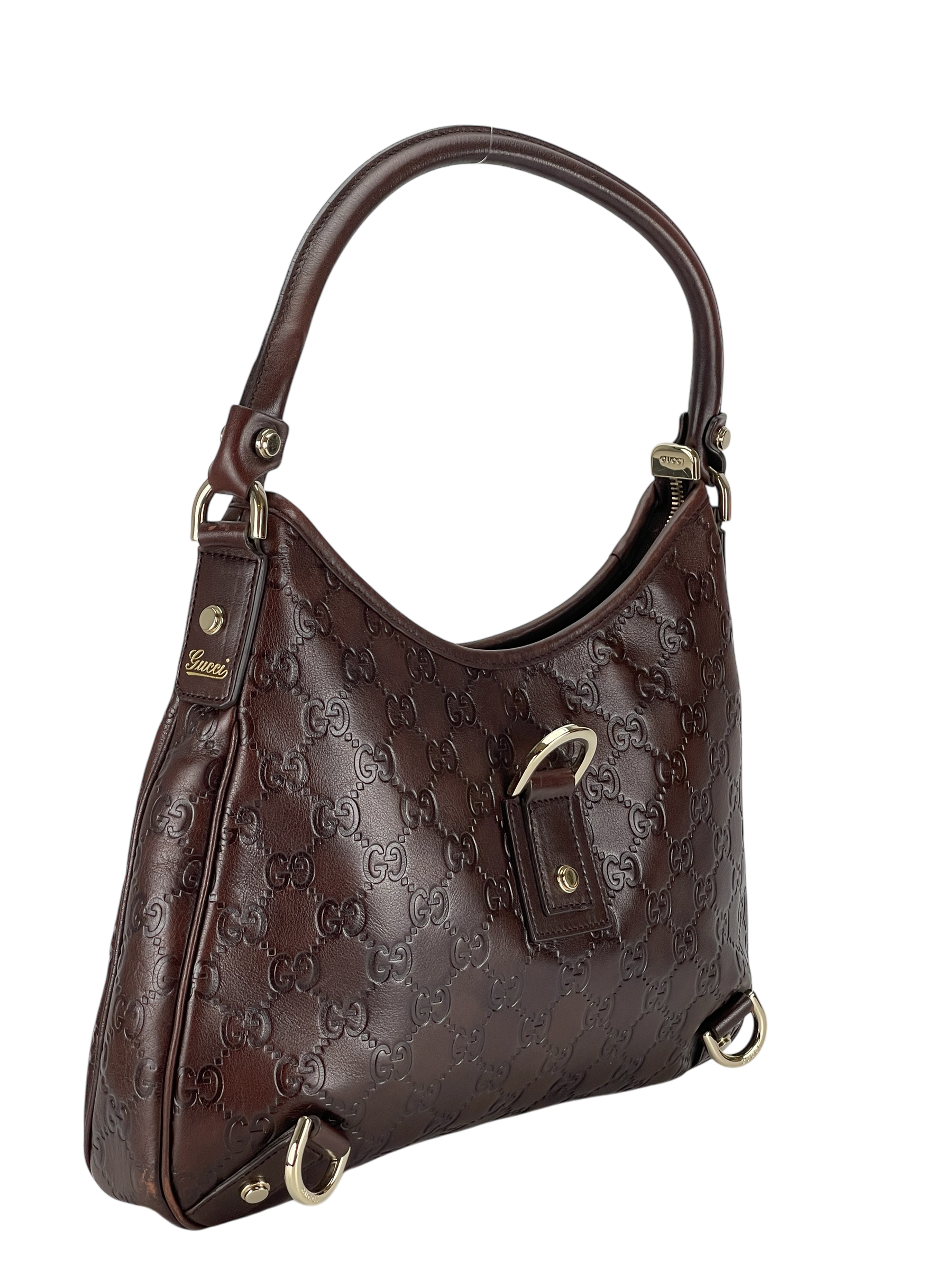 GUCCI - Dark brown Abbey Guccissima Semi Shoulder Bag