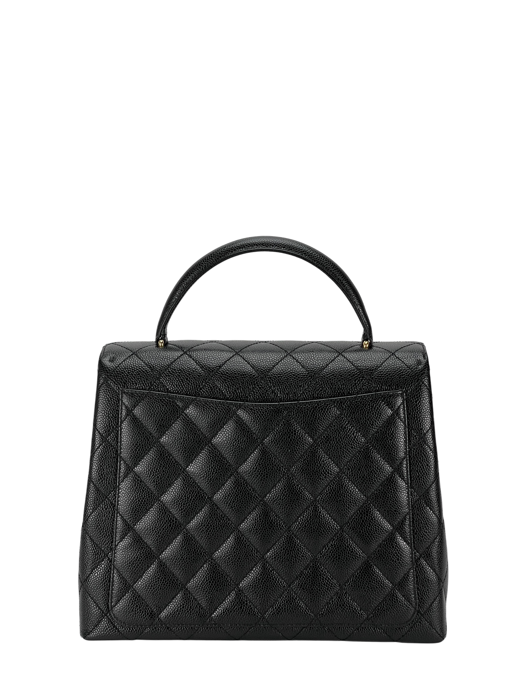 CHANEL - Black Caviar Matelasse Kelly Handbag Gold Hardware