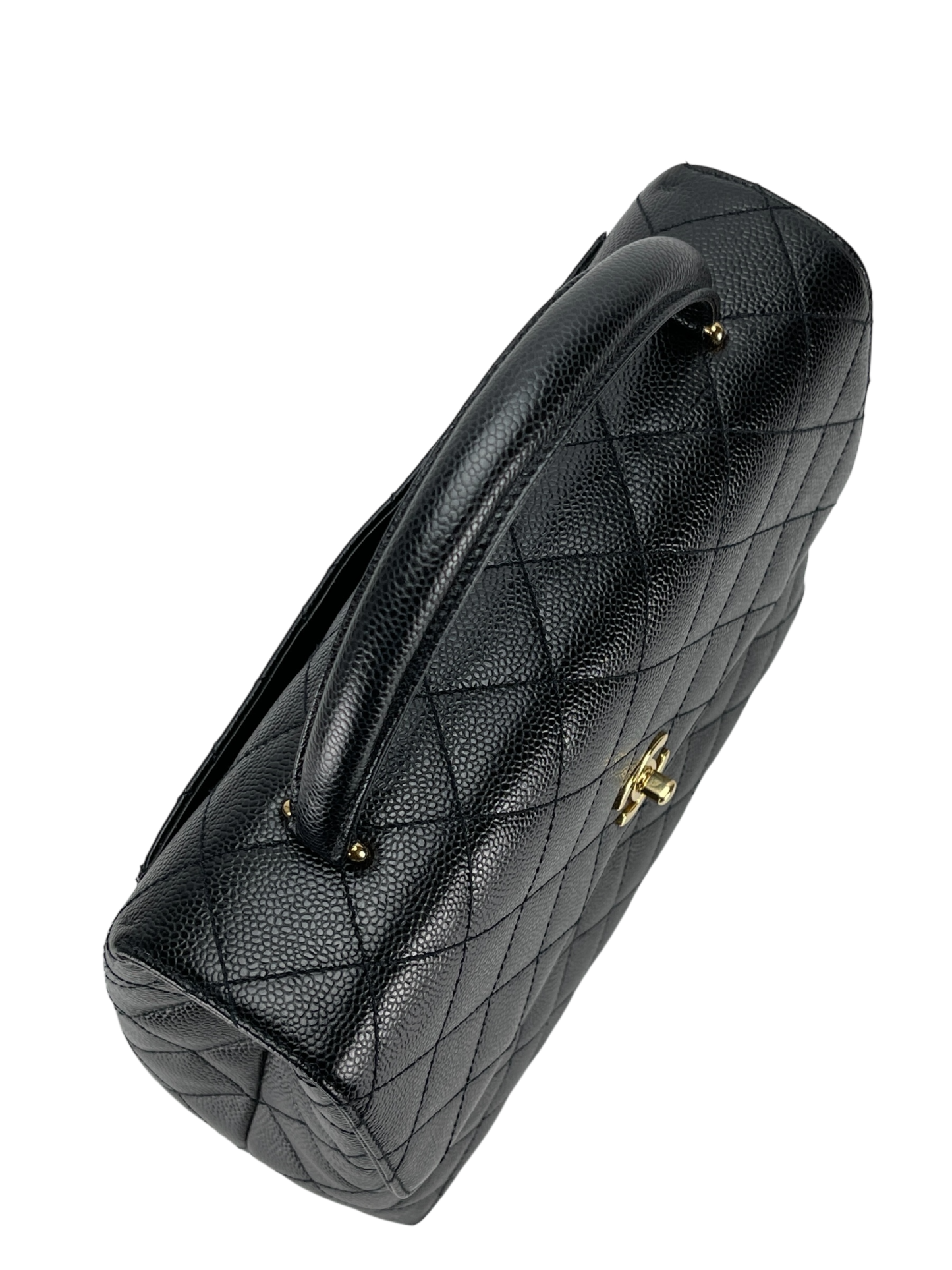 CHANEL - Black Caviar Matelasse Kelly Handbag Gold Hardware