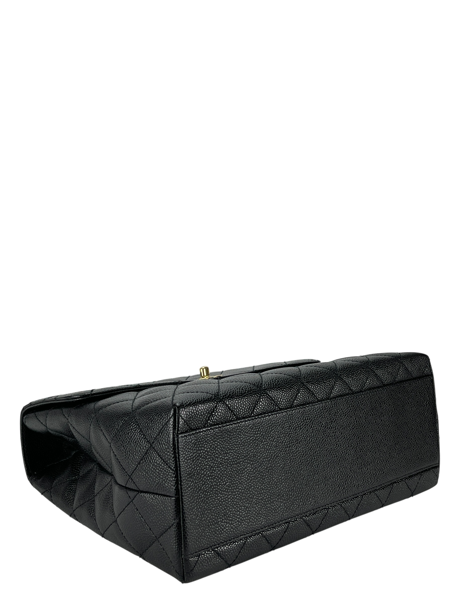 CHANEL - Black Caviar Matelasse Kelly Handbag Gold Hardware