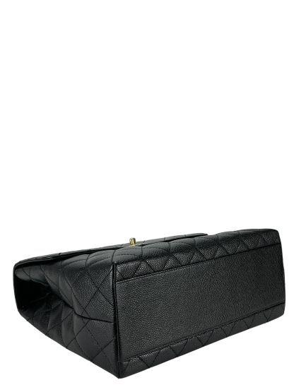 CHANEL - Black Caviar Matelasse Kelly Handbag Gold Hardware