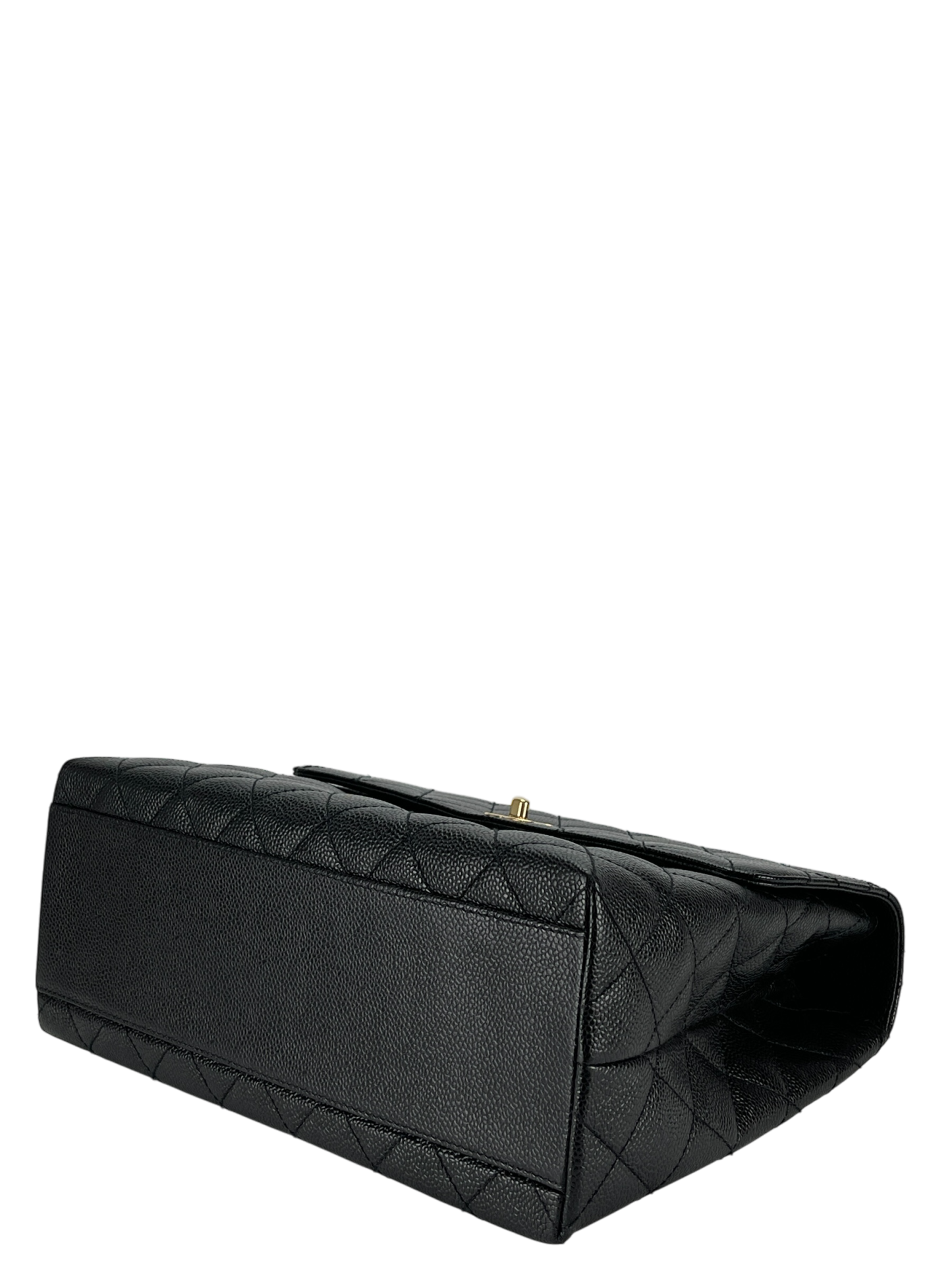 CHANEL - Black Caviar Matelasse Kelly Handbag Gold Hardware