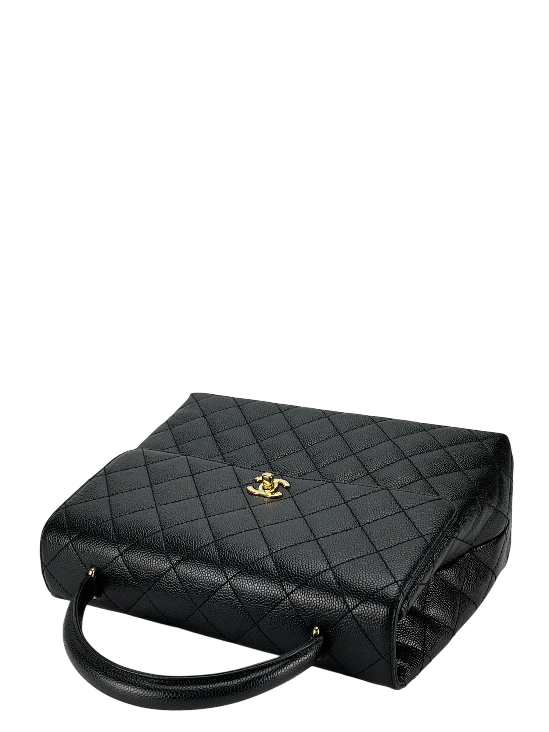 CHANEL - Black Caviar Matelasse Kelly Handbag Gold Hardware