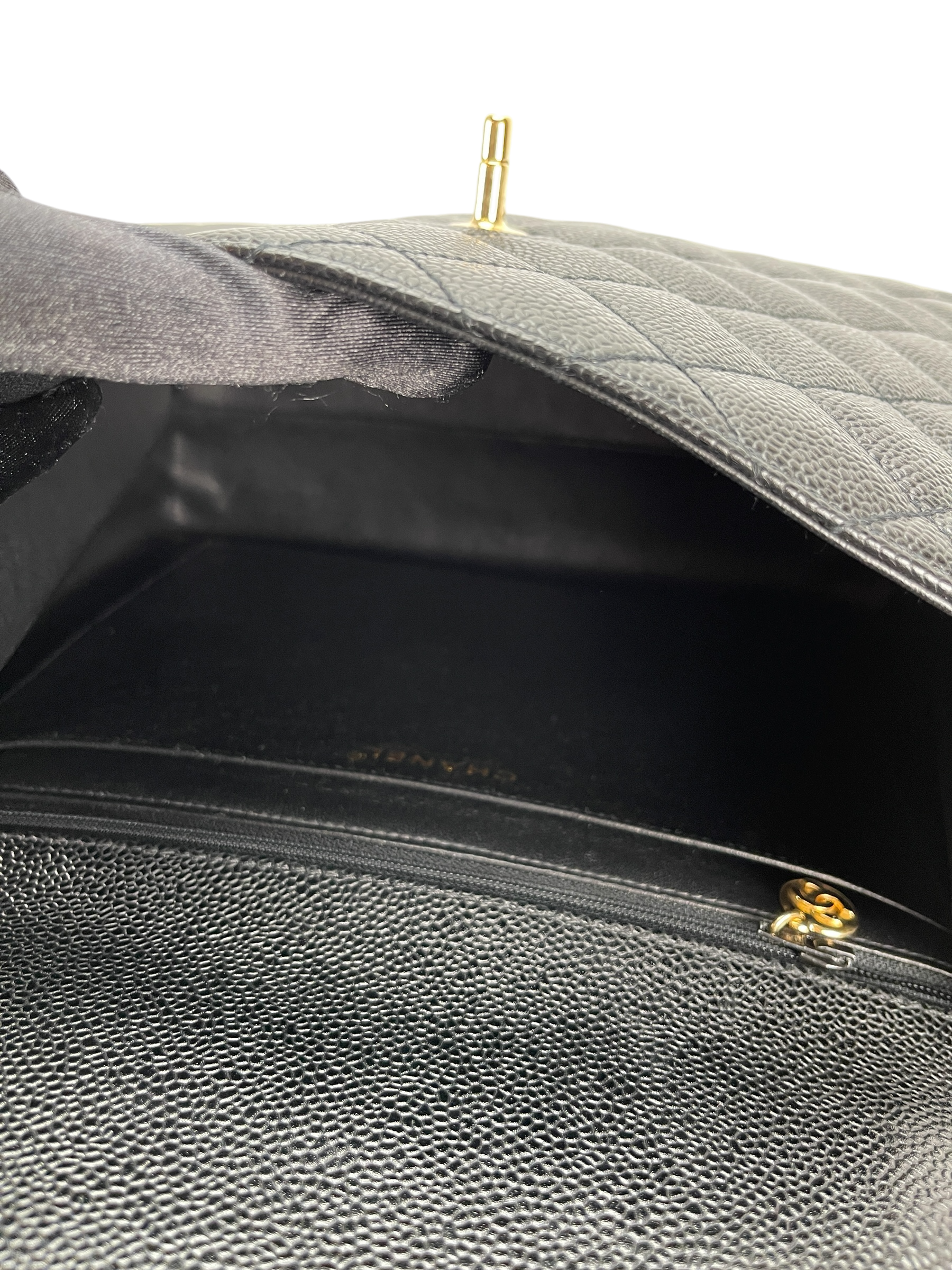 CHANEL - Black Caviar Matelasse Kelly Handbag Gold Hardware