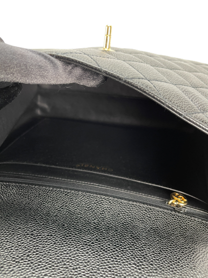 CHANEL - Black Caviar Matelasse Kelly Handbag Gold Hardware