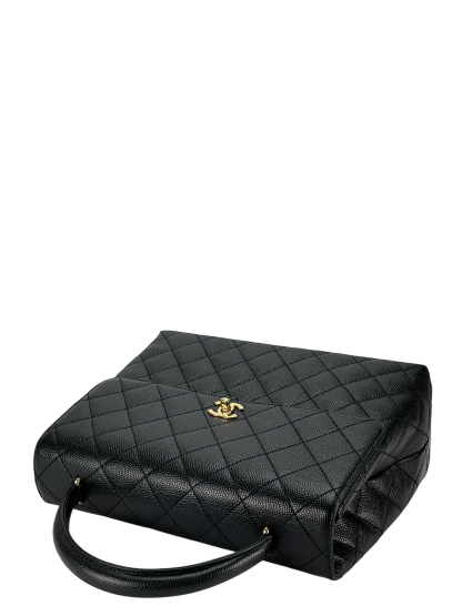CHANEL - Black Caviar Matelasse Kelly Handbag Gold Hardware