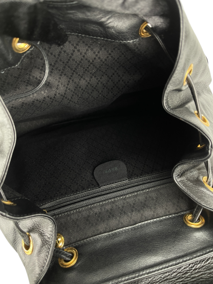 GUCCI - Vintage Black Leather Bamboo Backpack